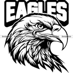 Águia careca americana mascote da escola equipe esportiva personagem de desenho animado animal cabeça de pássaro arte vetorial logotipo texto elemento de design jpg png svg arquivo de corte