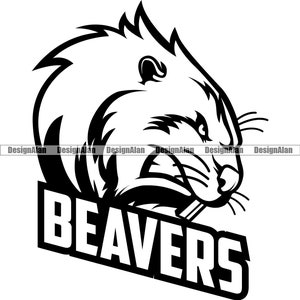 Beaver School Mascot Sport Team Growling Teeth Cartoon Character Head Nature Animal Vector Logo Art Text Design Element JPG PNG SVG Cut File