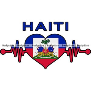 Haiti Haitian Creole Heartbeat Human Heart Love Ethnic EKG Wave Proud Caribbean Nation Country Tattoo Text Logo Color Design SVG PNG Jpg Cut