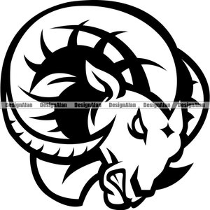 Ram School Mascotte Équipe sportive Fantasy League Personnage de dessin animé Tête d'animal sauvage moyen Logo vectoriel Art Design Element JPG PNG SVG Fichier coupé