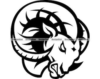 Ram School Mascot Sports Team Fantasy League Cartoon Character Mean Wild Animal Head Vector Logo Art Design Element JPG PNG SVG Cut File