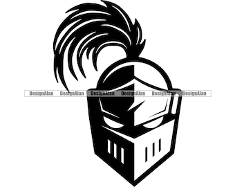Knight School Mascot Sports Team Fantasy League Cartoon Warrior Soldier Head Medieval Helmet Vector Logo Art Design Element JPG PNG SVG Cut