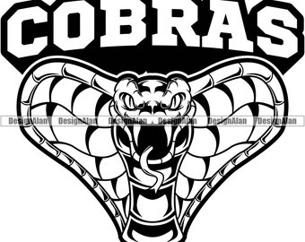 Cobra Snake School Mascot Sports Team Cartoon Character Angry Mean Animal Reptile Bite Poison Vector Art Text Design Element JPG PNG SVG Cut