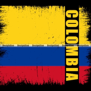 Colombia Colombian Distressed Torn Ripped Rip Flag Text Word Proud Spanish Latino Hispanic Country Tattoo Color Design Element SVG PNG JPG