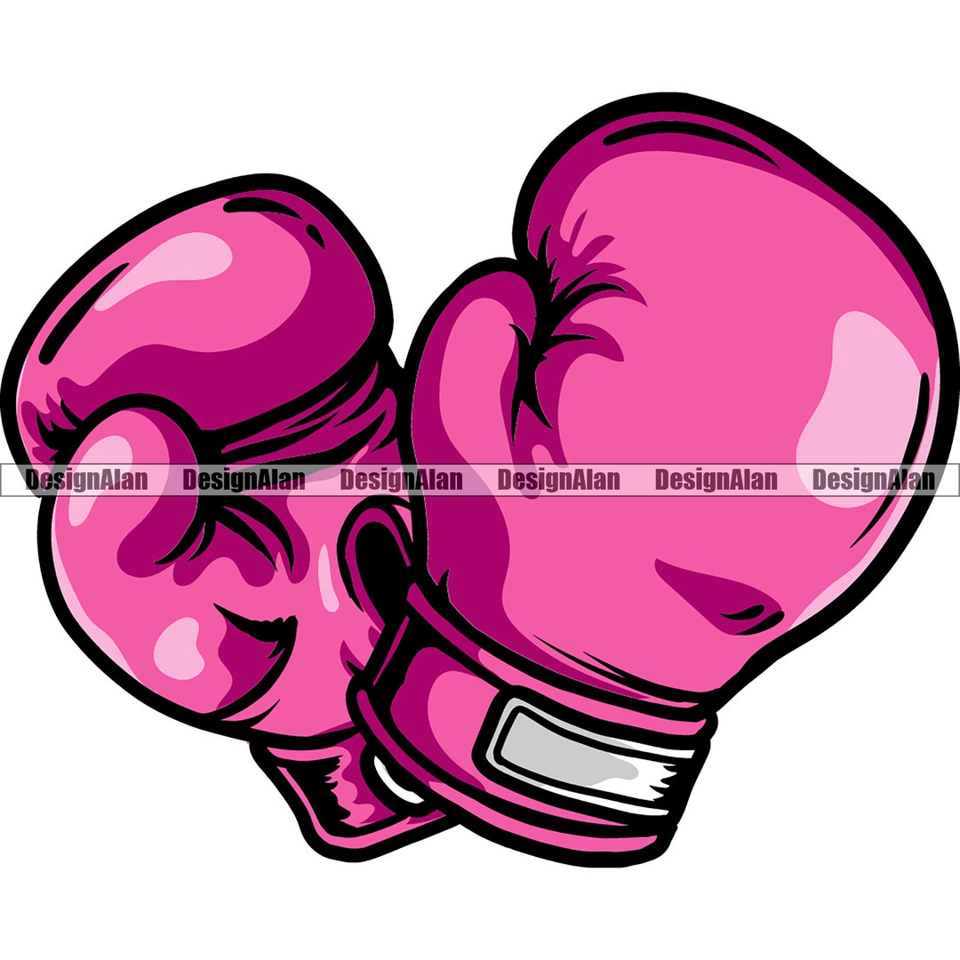 Pink Boxing Glove Female Fighter Woman Boxing Fight Box Fighting MMA Trainer Art Sports Game