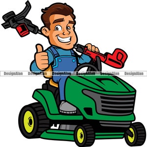 Paisajismo Pulgares arriba Hombre feliz Cortacésped Dibujos animados Paisaje Empresa Paisajista Empresa Cortacésped Logotipo Color Diseño Elemento JPG PNG SVG Corte