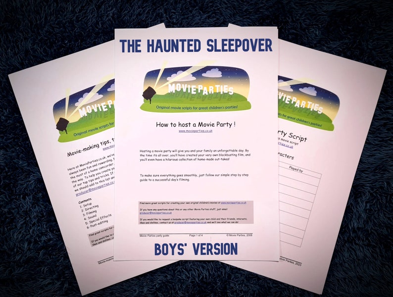 Slumber Party Script Boys' Movie-making Birthday Party Film Script: the Haunted Sleepover - Etsy