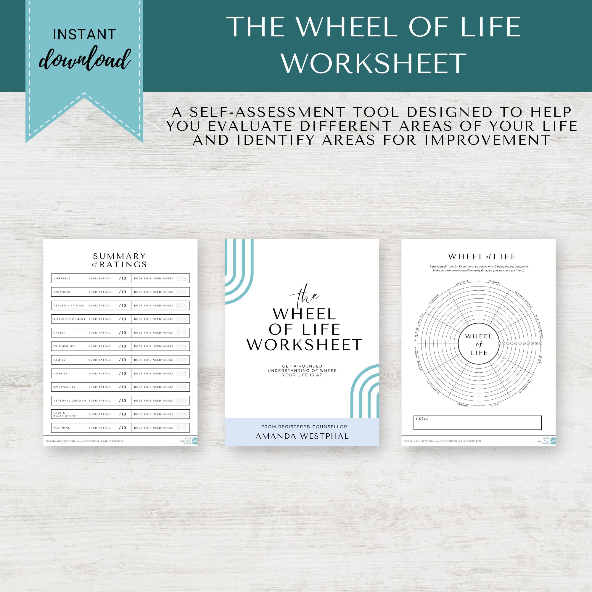 The Wheel of Life Worksheet Assess Your Life and Create a Plan for ...