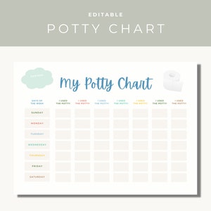 Gráfico Potty, Gráfico de Treinamento Potty para Crianças, Gráfico para Crianças, Gráfico de Rotina, Download Instantâneo, Canva