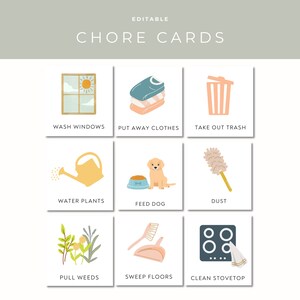 Editable Chore Cards & Chart, Elementary Schedule, Chore Chart, Download Printable, Montessori