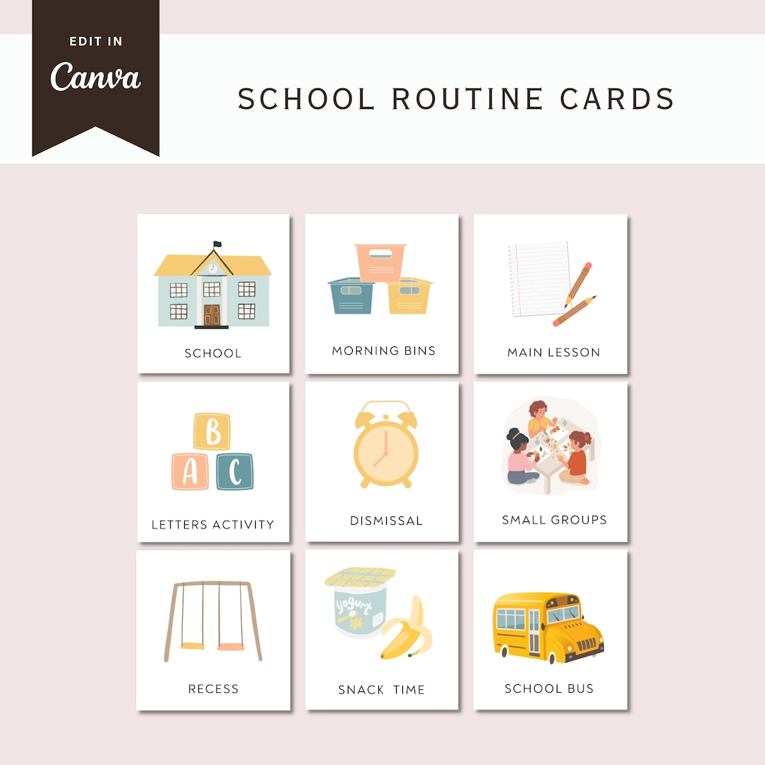 Editable School Routine Cards & Chart, School Schedule, School Routine ...