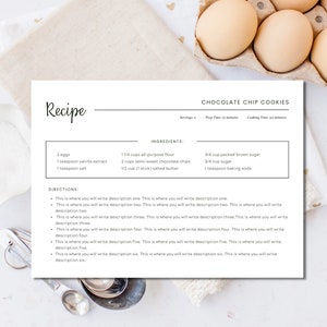 Modelo de cartão de receita simples editável, cartão de receita moderno para impressão, receita personalizada para impressão 6x4 7x5