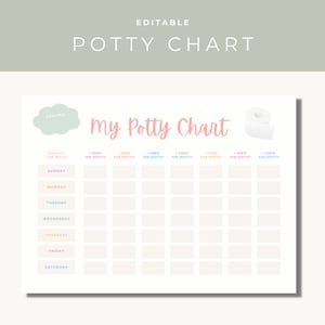 Gráfico Potty, Gráfico de Treinamento Potty para Crianças, Gráfico para Crianças, Gráfico de Rotina, Download Instantâneo, Canva