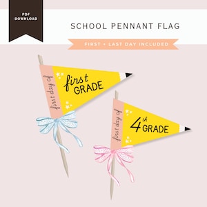 First Day of School Pennant Flags | Printable Back to School Flag | Back to School Grade Set | Homeschool | PDF