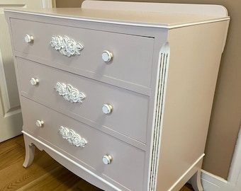 Vintage/ Antique /Shabby Chic Upcycled Chest of Drawers Hand Painted Solid Wood