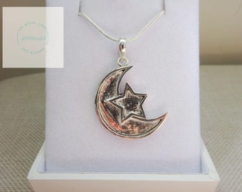 925 Sterling Silver Moon and Star Pendant for resin use, UK