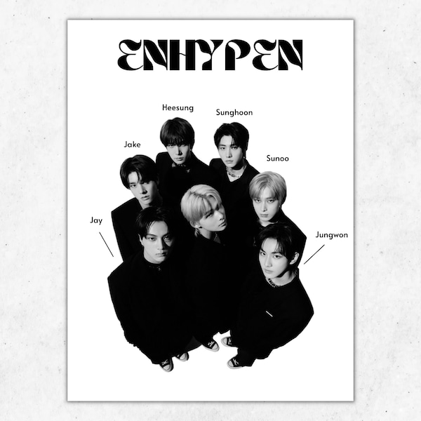 Enhypen Black and White Poster - Etsy