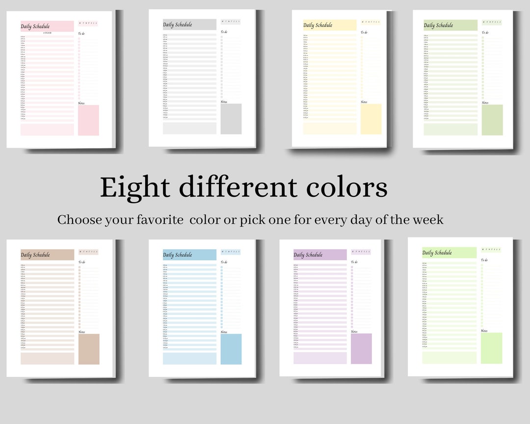 Printable Planner in Eight Different Colors Etsy