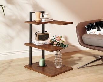 Unique Side Table, Narrow End Tables Living Room Furniture, Square Nightstand Bedside Table, Thin Small Table, Skinny Slim Nightstand Table