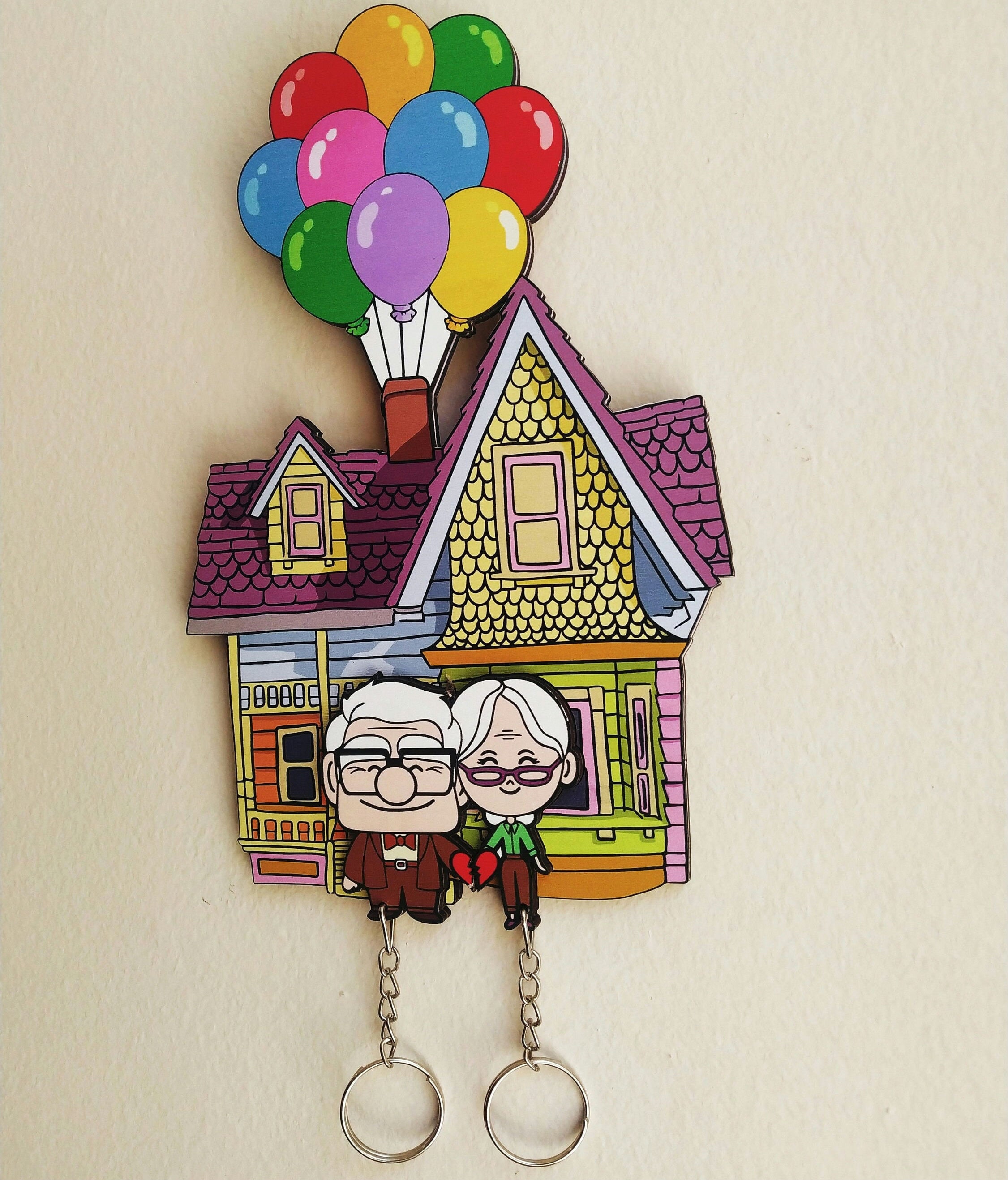 Discover Carl and Ellie Handmade Up Keychain Holder, Couple Key, Housewarming Gift, High Quality Vector Illustration