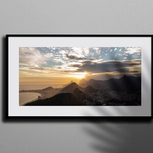 Digital download of Rio de Janeiro, Printable color panorama photo poster, Rio panoramic view, Brazil printable wall decor, high res