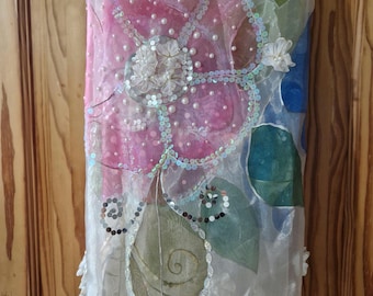 hand painted heavy dubatta Scarf, beautiful intricate work, great for weddings and functions