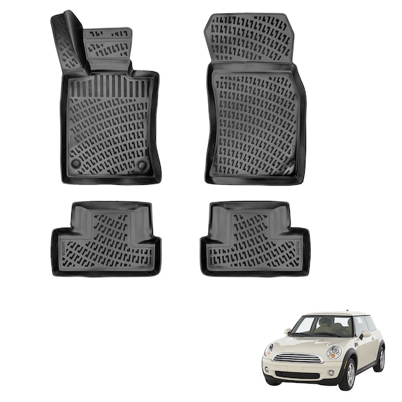 Passend für Mini Cooper R56 2006-2013 Fußmatten Vorne und Hinten All  Weather Custom Fit Bodenmatte 3D Wasserdicht Schwarz Moulded 4X - .de