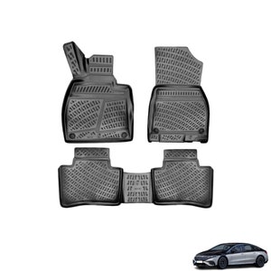 Fits Mercedes EQS SD Electric 2021-2023 Floor Mats Front & Rear All Wheather Custom Fit Floor Liner 3D Waterproof Black Molded 4X