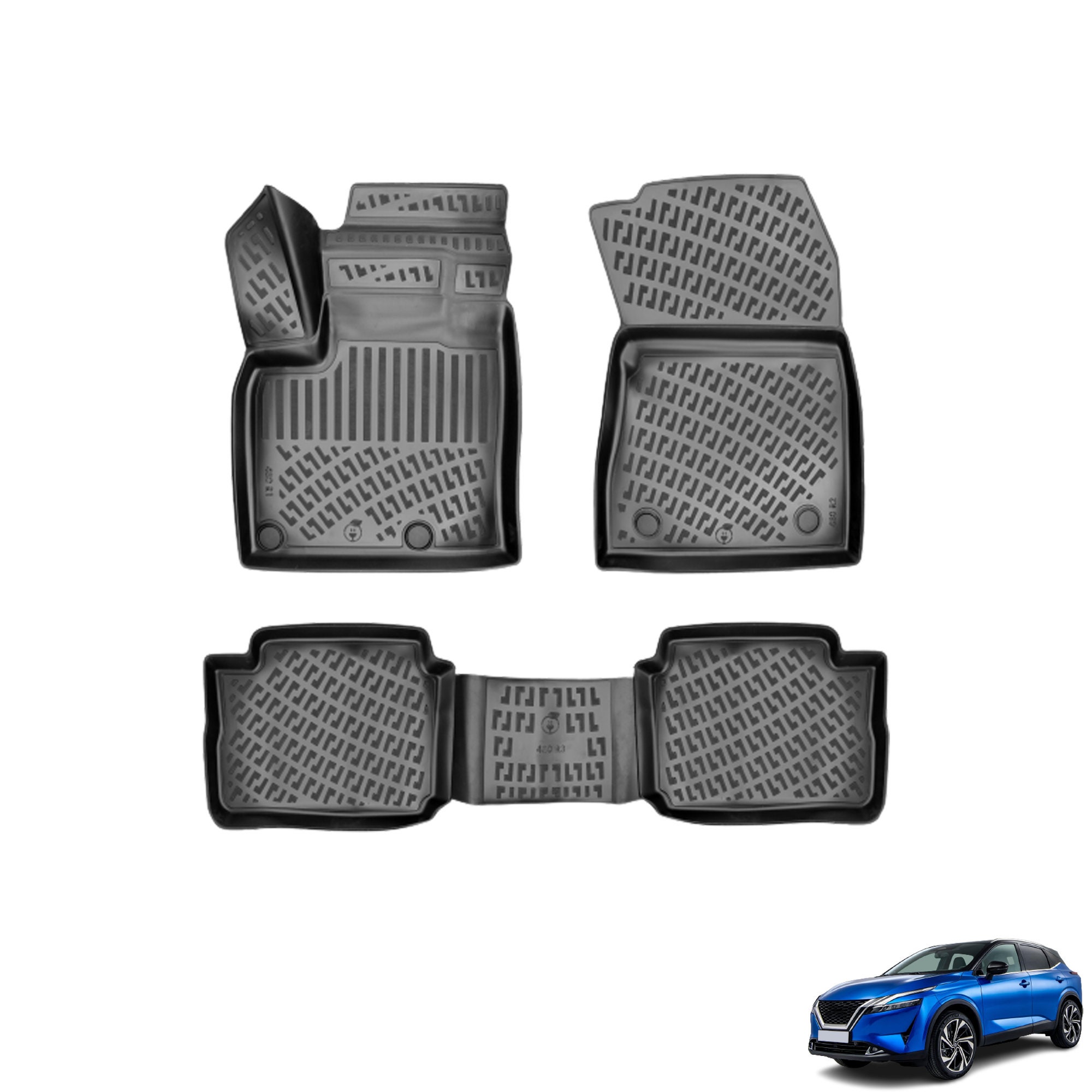 Passend für issan Qashqai E-Power 2022-2023 Fußmatten Vorne & Hinten All  Weather Custom Fit Bodenmatte 3D Wasserdicht Schwarz Moulded 4X - .de