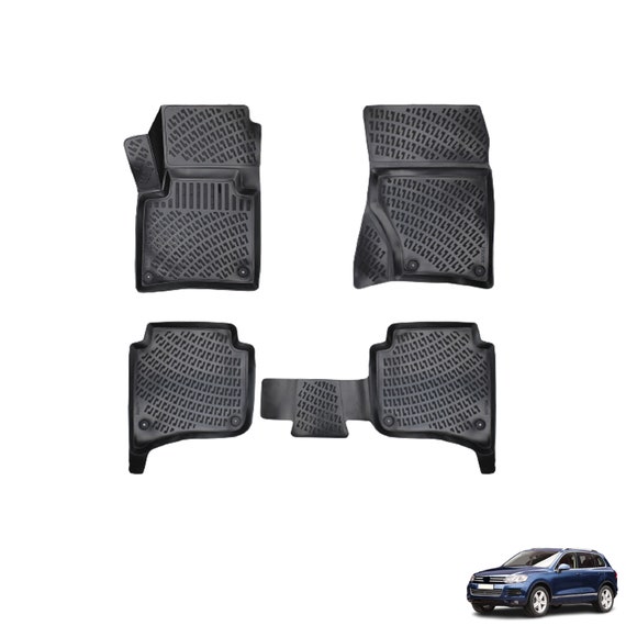 Velour Car Floor Mats For VW Tiguan 2016-2023 - Waterproof, Black, With Fixing Clips & Logo