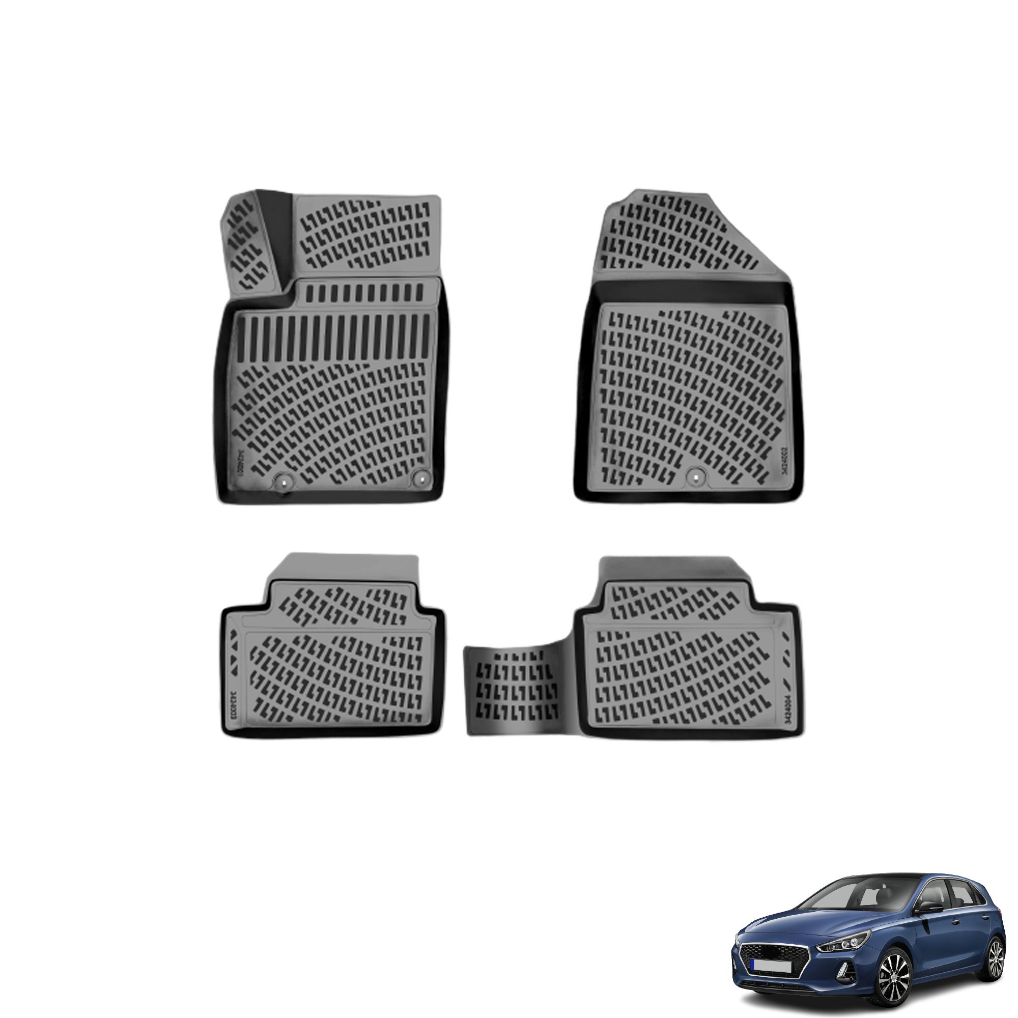 Floor Mats & Cargo Liner Set for Hyundai I30 2016-2023 | Full Coverage, All Weather, Non Slip Waterproof Floor Mats