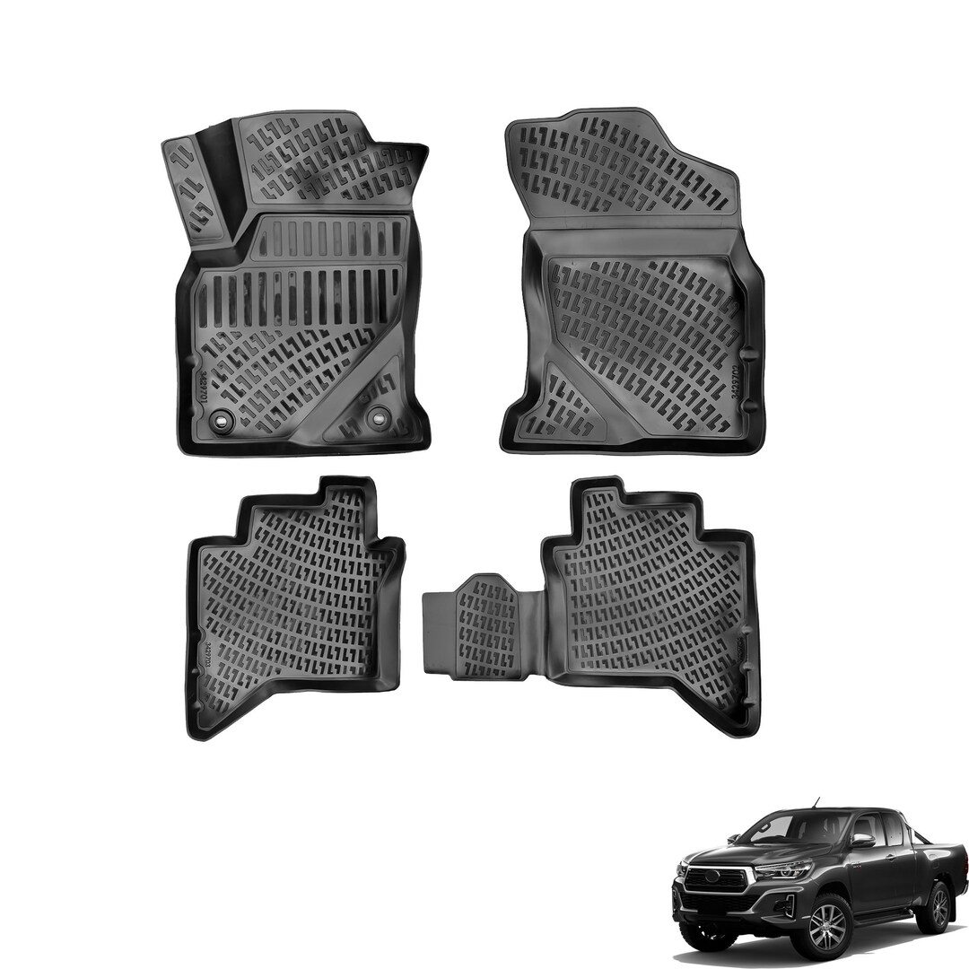Fits Toyota Hilux 20152023 Floor Mats Front & Rear All Wheather Custom