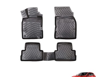 Adatto per tappetini Renault Kadjar 2015-2023 anteriori e posteriori per tutte le stagioni, rivestimento personalizzato 3D impermeabile nero stampato 4X