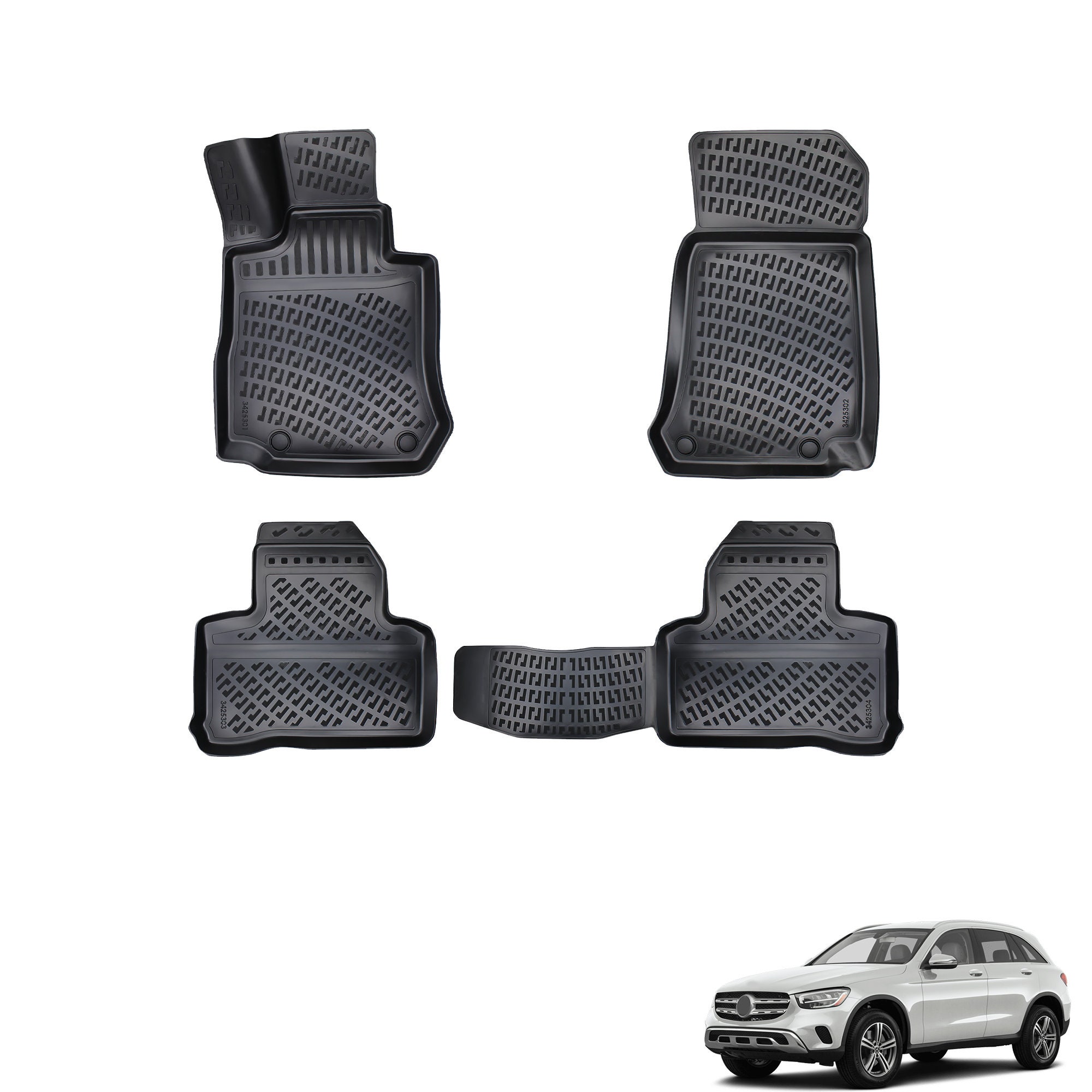 Passend für Mercedes GLC 2015-2023 Fußmatten Vorne & Hinten All Weather  Custom Fit Bodenmatte 3D Wasserdicht Schwarz Geformt 4X -  Schweiz