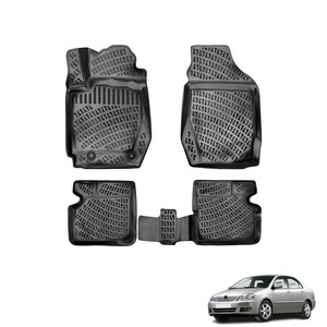 Set vloermatten en kofferbakmatten voor Toyota Corolla 2000-2006 | Volledige dekking, alle weersomstandigheden, antislip waterdichte vloermatten