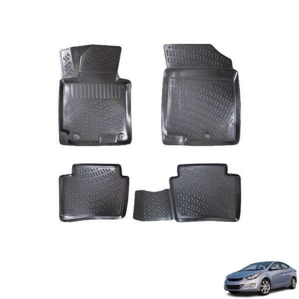 Fits Hyundai Elantra 2010-2015 Floor Mats Front & Rear All Wheather Custom Fit Floor Liner 3D Waterproof Black Molded 4X