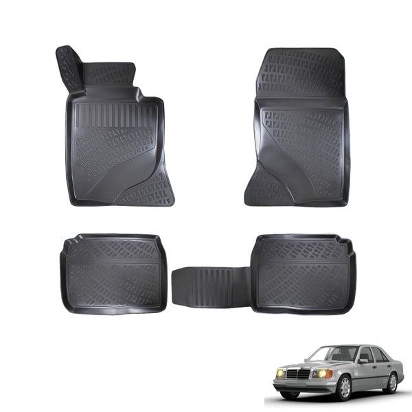 Fits Mercedes E Series W124 1986-1994 Floor Mats Front & Rear All Wheather Custom Fit Floor Liner 3D Waterproof Black Molded 4X
