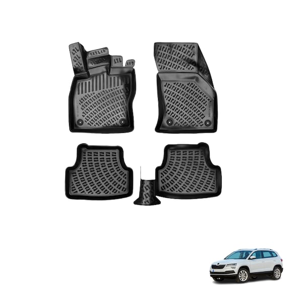 Passend für Skoda Karoq 2017-2023 Fußmatten Vorne & Hinten All Weather  Custom Fit Bodenmatte 3D Wasserdicht Schwarz Geformt 4X - .de