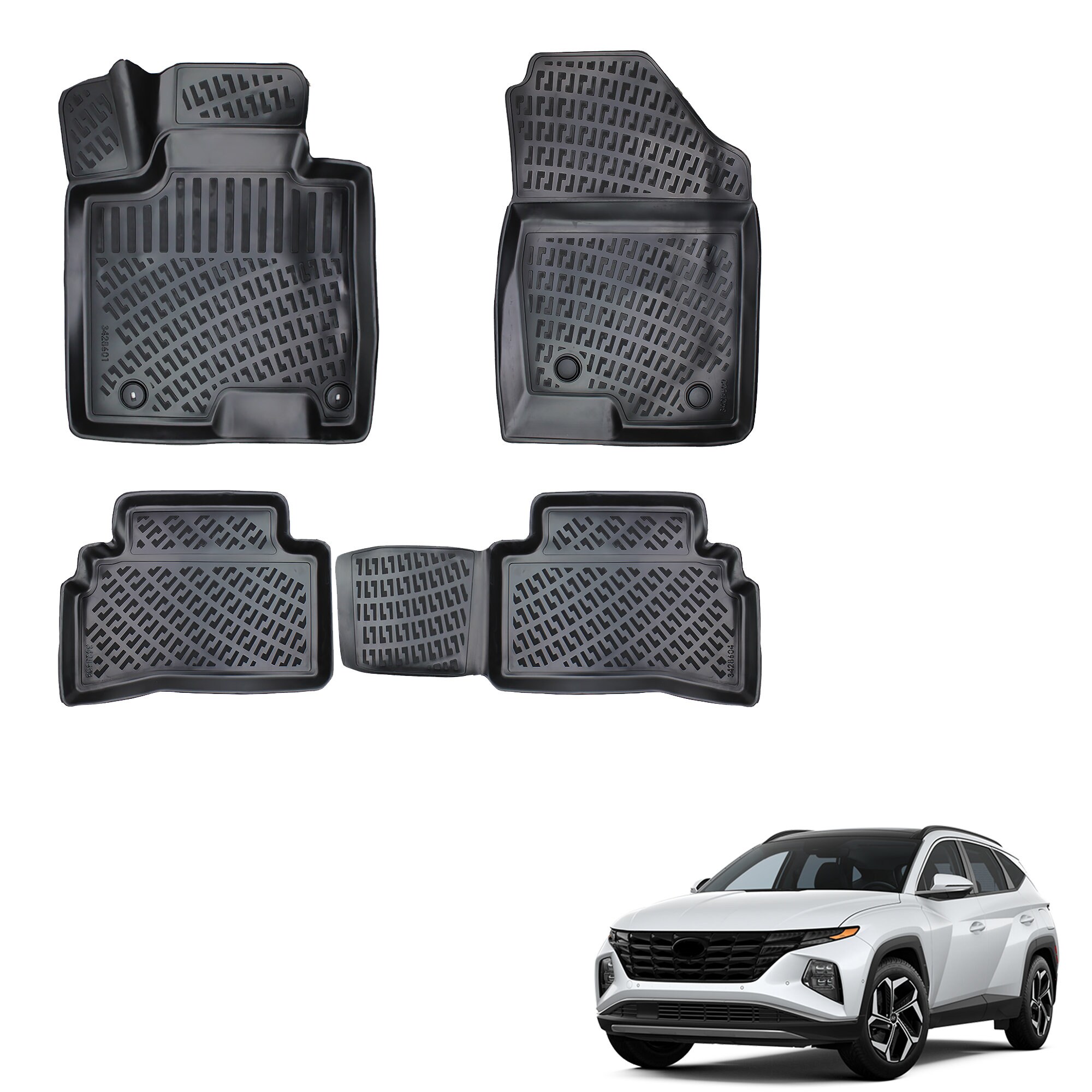 Passend für Hyundai Tucson 2021-2023 Fußmatten Vorne & Hinten All Weather  Custom Fit Bodenmatte 3D Wasserdicht Schwarz Geformt 4X -  Österreich