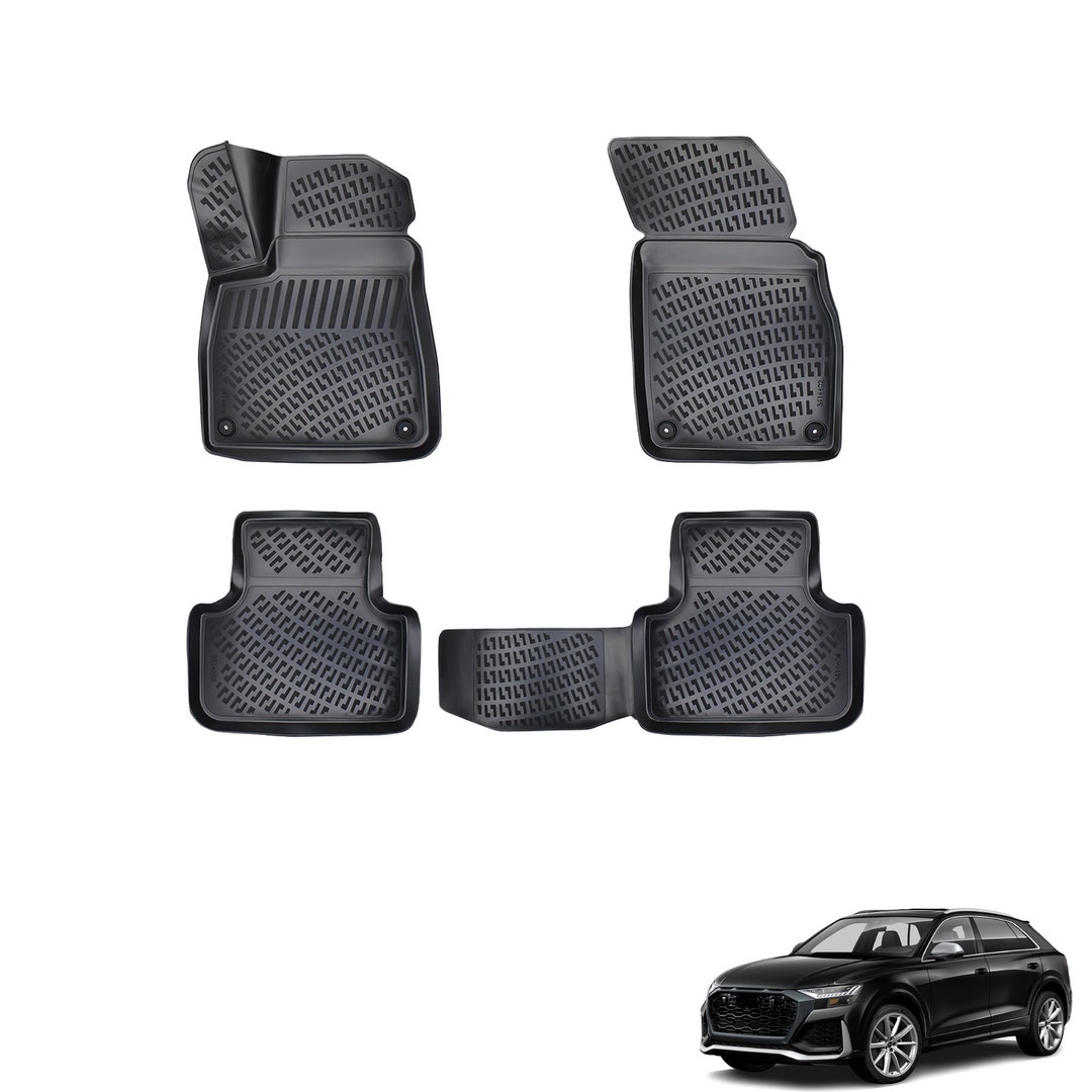 MOTOS Rubber Floor Mats For Audi Q8 Since 2018 Improve The Comfort Of Your Travels With The Non-Slip Car 3D Carpet - Car Mats For Multiple Seasons