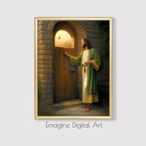 PRINTABLE ART | Jesus Christ Knocking at the Door | Christian Art | Biblical Wall Decor | Instantly Download, Print, and Frame | RE-09