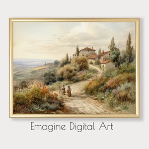 PRINTABLE ART | Vintage Italian Landscape Painting | 19th Century European Wall Decor | Digital Art to Download, Print, and Frame | LS-54