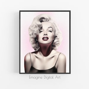 PRINTABLE ART | Marilyn Monroe in Black Silk Dress Drawing | Retro Hollywood Art | Digital Art to Instantly Download, Print & Frame | PA-05
