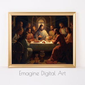 PRINTABLE ART |  Painting of the Last Supper with Jesus Christ and Twelve Apostles | Instantly Download, Print, and Frame | RE-01