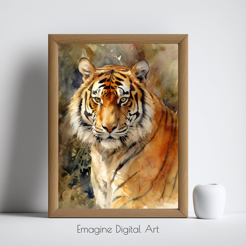 PRINTABLE ART Bengal Tiger Painting Wildlife Painting Tiger Wall Decor