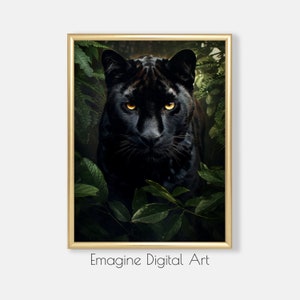 PRINTABLE ART | Black Panther in Jungle Photo | Jungle Wildlife Wall Art | Digital Art to Instantly Download, Print and Frame | WL-56