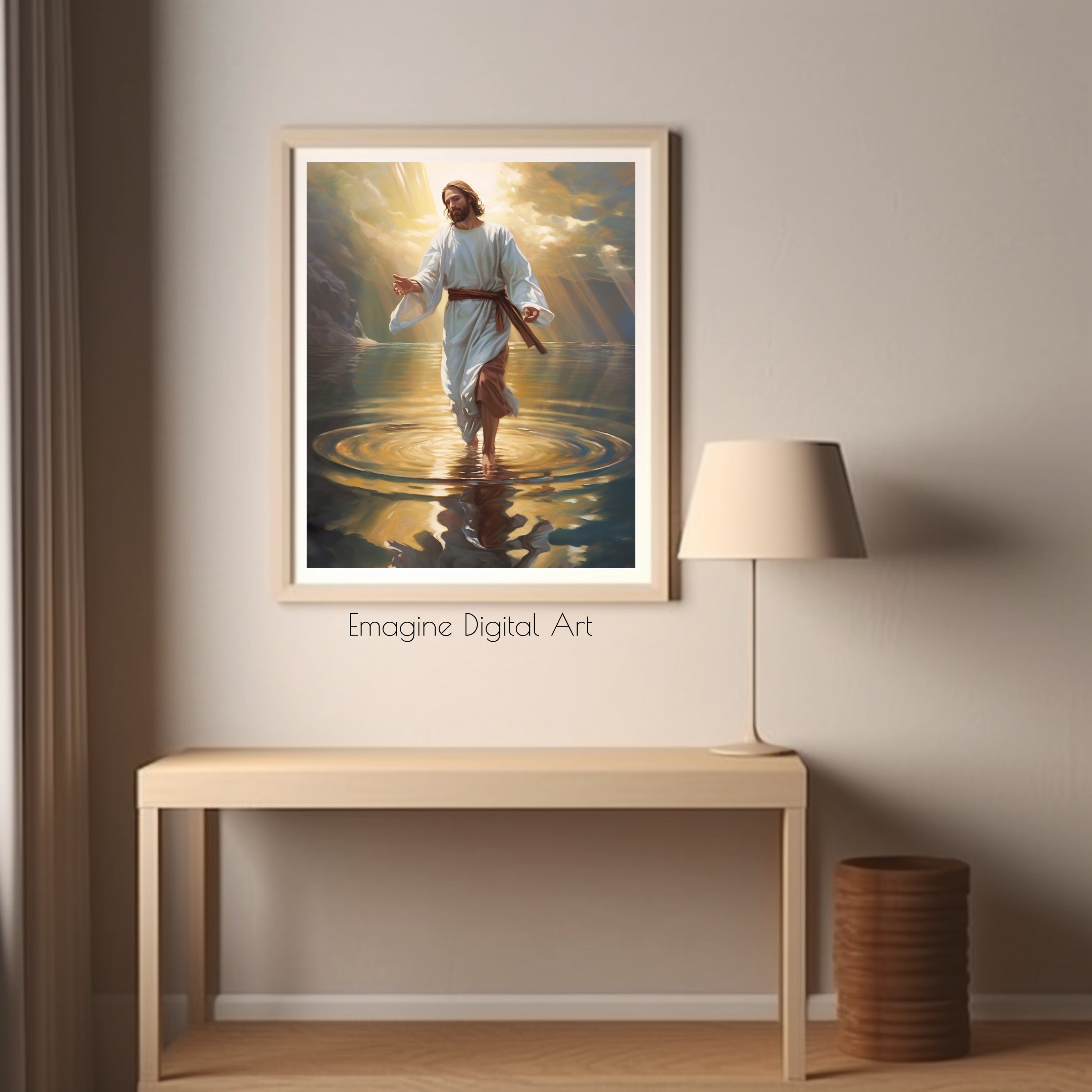 PRINTABLE ART Painting of Jesus Walking on Water Christian Art Biblical
