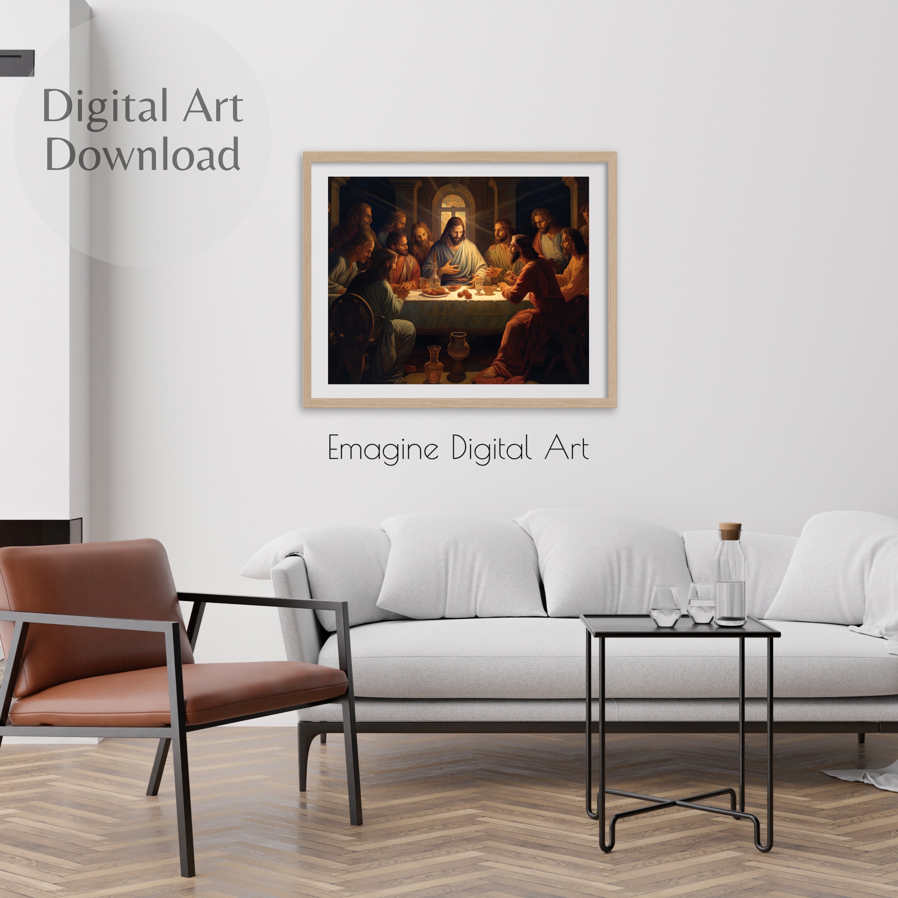 PRINTABLE ART Painting of the Last Supper With Jesus Christ and Twelve ...