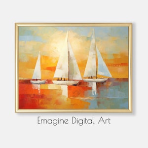 PRINTABLE ART | Sailboats at Sunset | Abstract Wall Art | Tropical Wall Decor | Digital Art to Instantly Download, Print, and Frame | TR-17