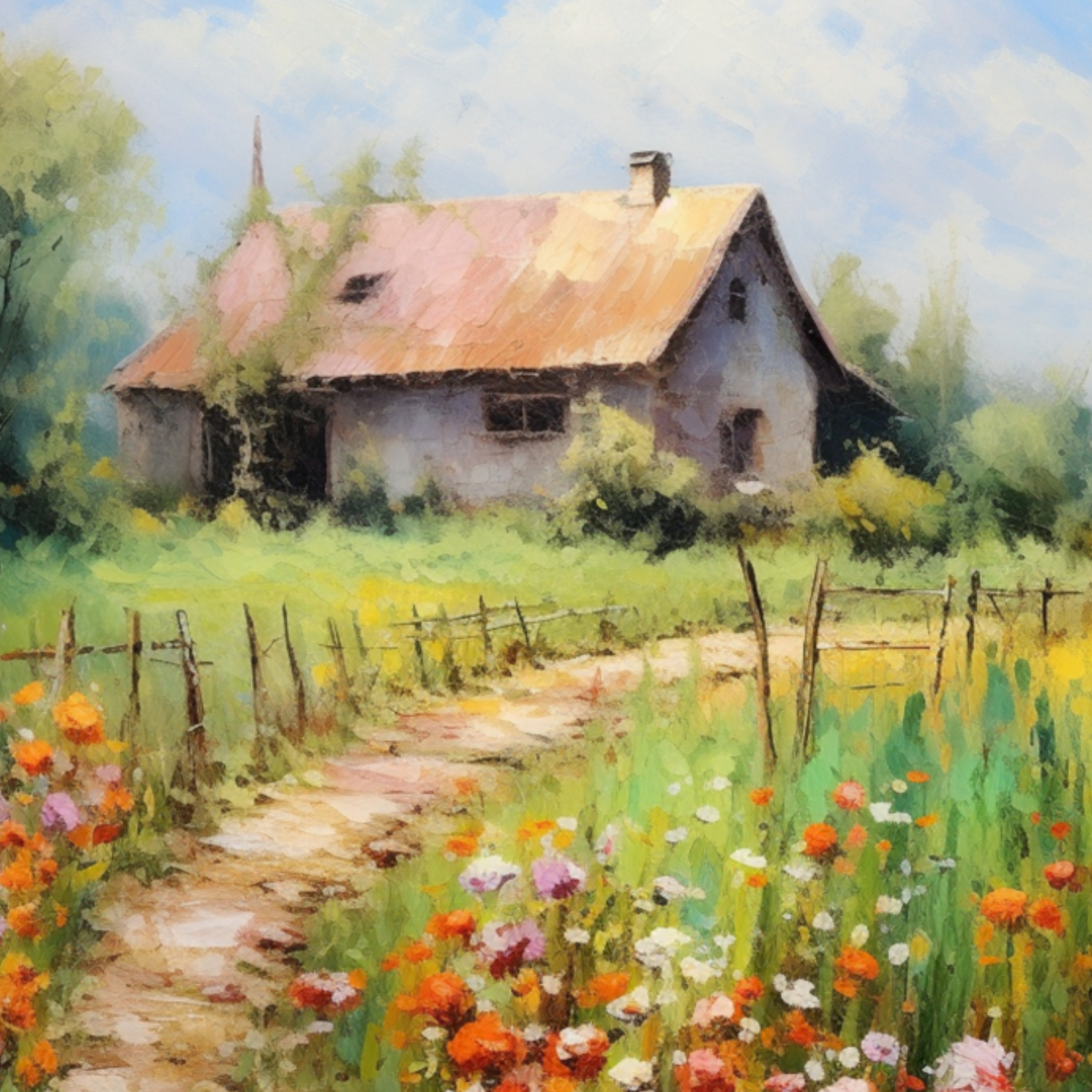 PRINTABLE ART Vintage Countryside Farmhouse & Wildflowers - Etsy